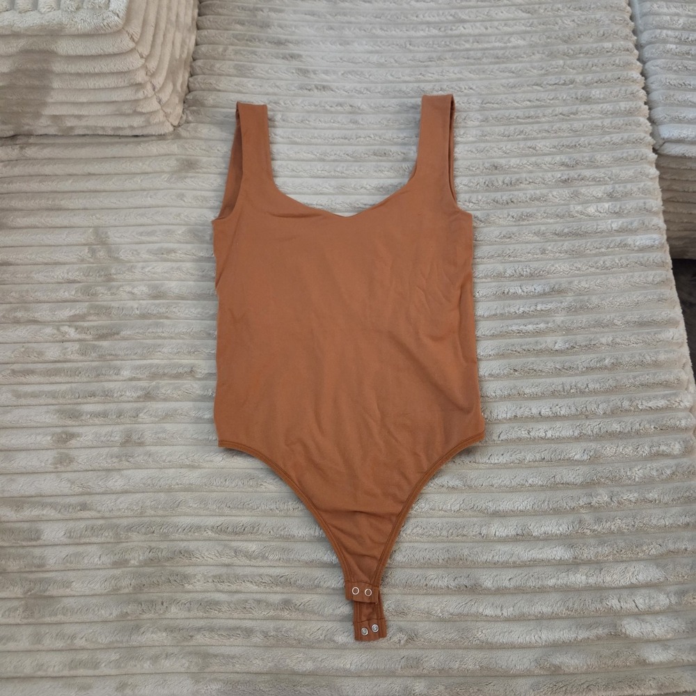 Intimately Free People Scoop Neck Bodysuit Orange Snap Closure M/L